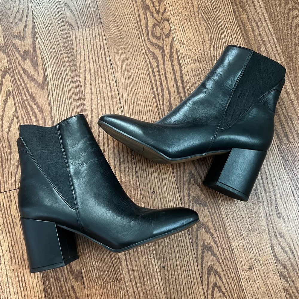 Franco Sarto Black Leather Ankle Boot - Size 8.5